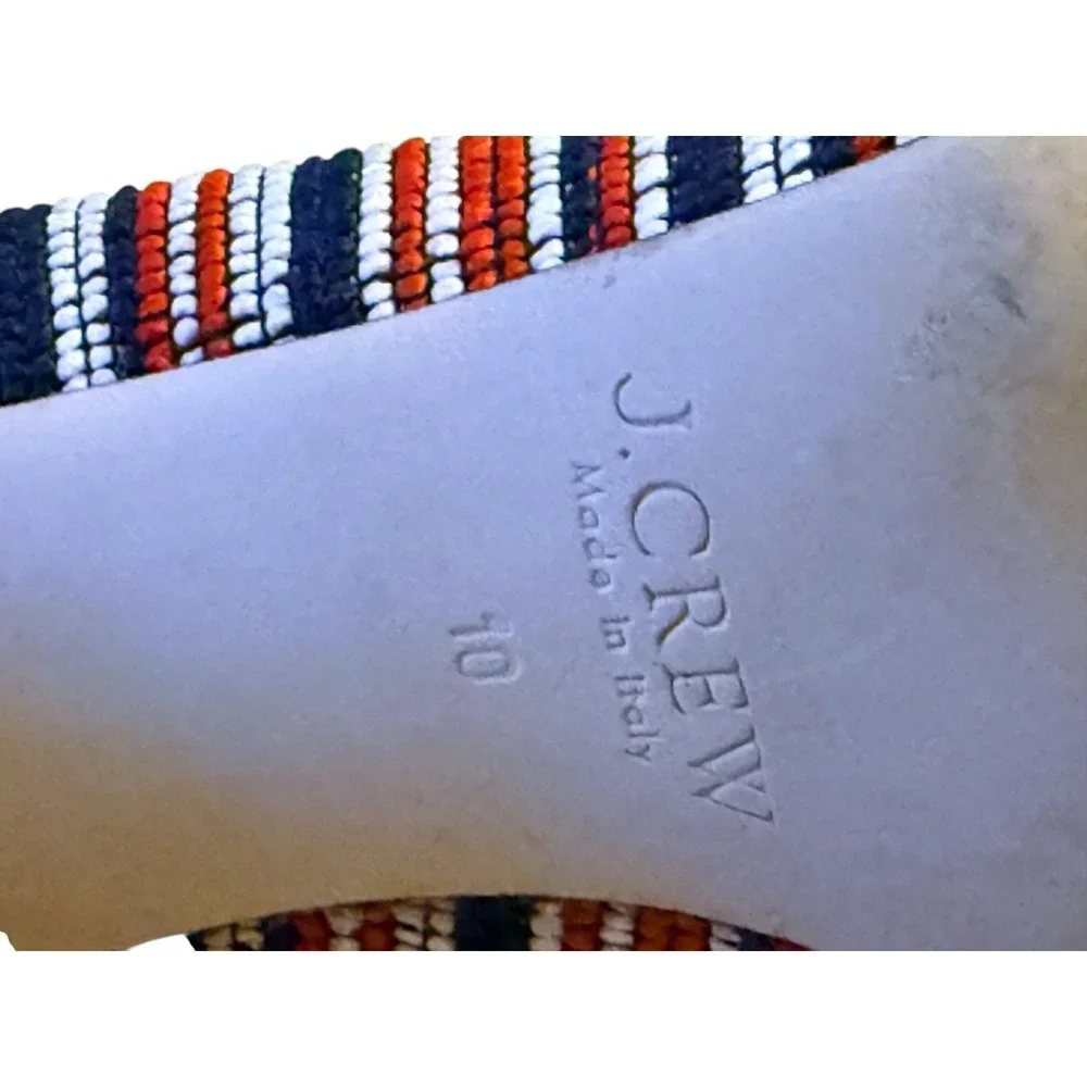 J.Crew Pumps 10 Knit Fabric Block Heel Red White Blue B9588‎ Italy Shoes Summer